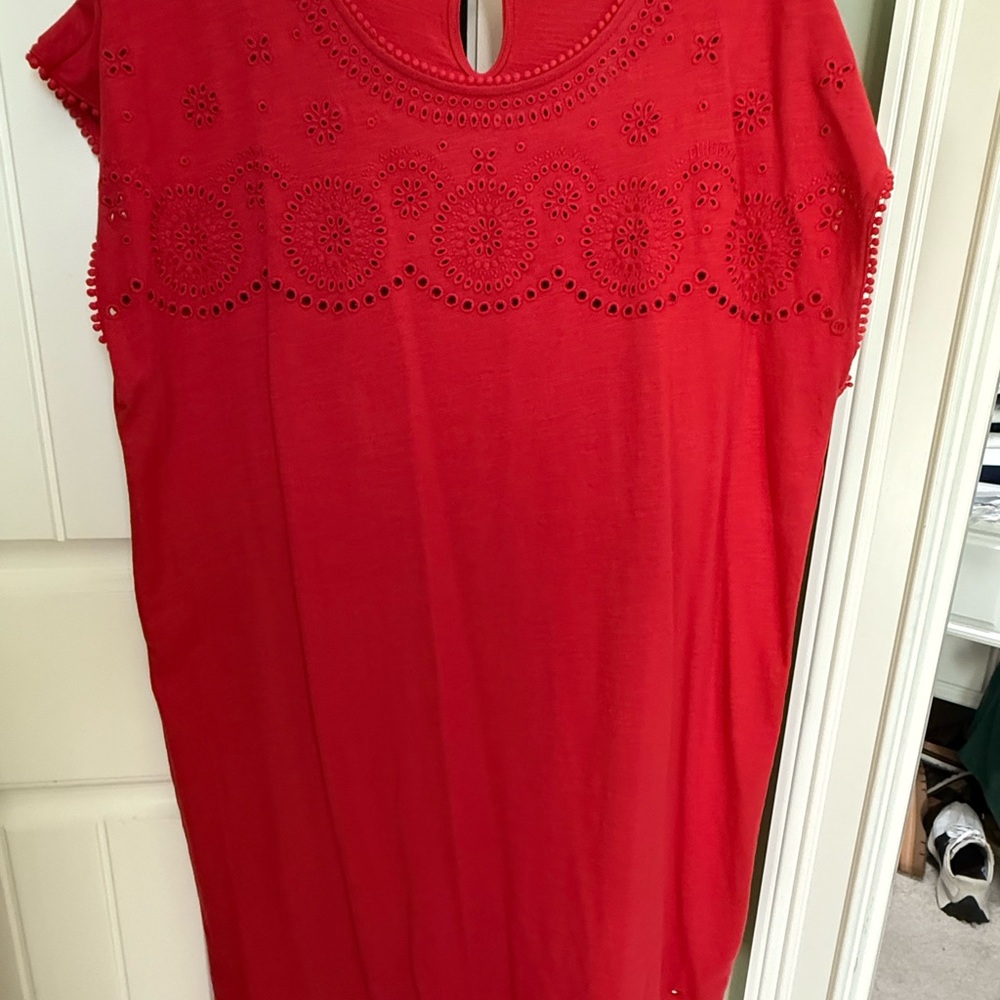 Tommy Hilfiger Vibrant Red Eyelet Dress